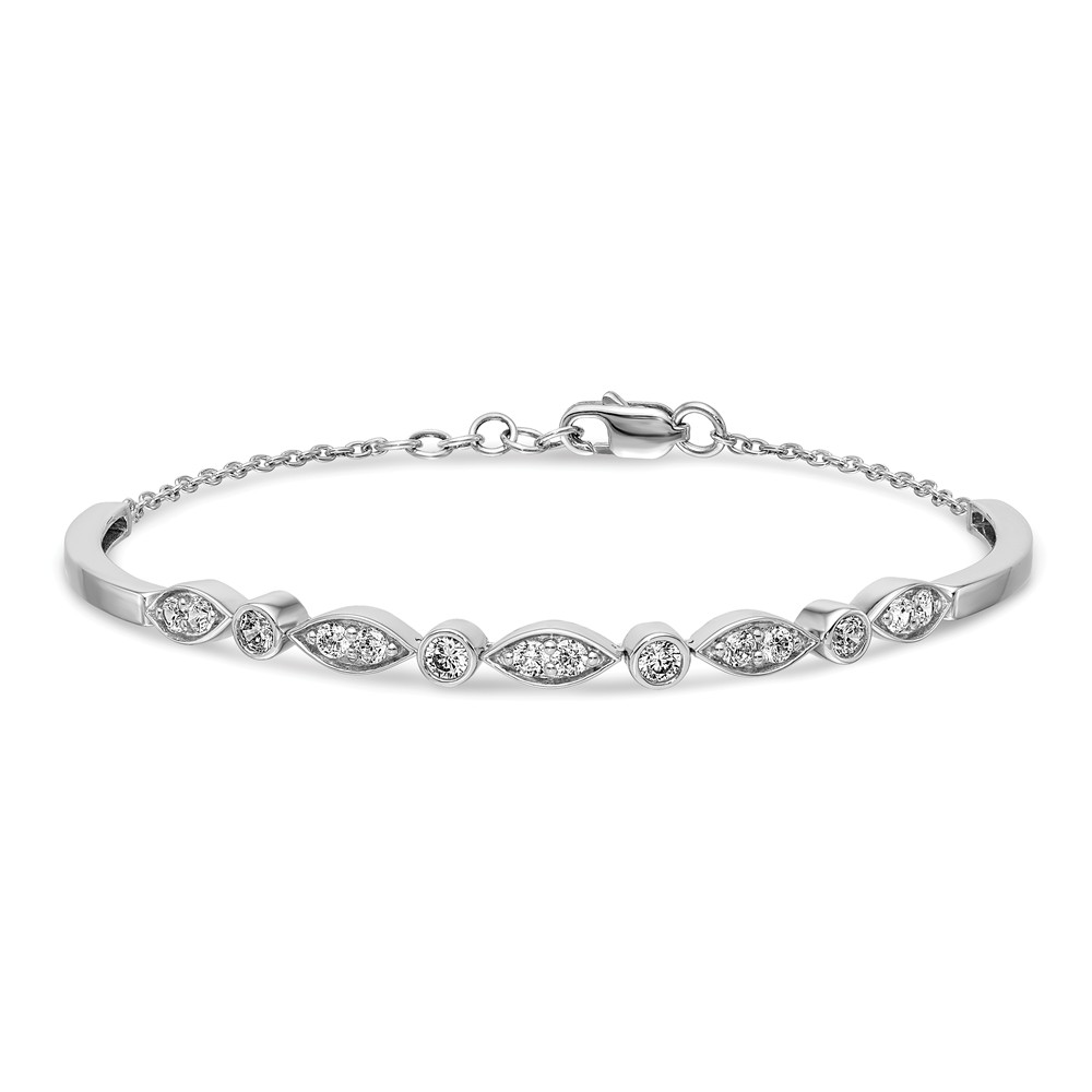14K White Gold bracelet Lab Grown Diamond SI1 SI2, G H I, Bangle