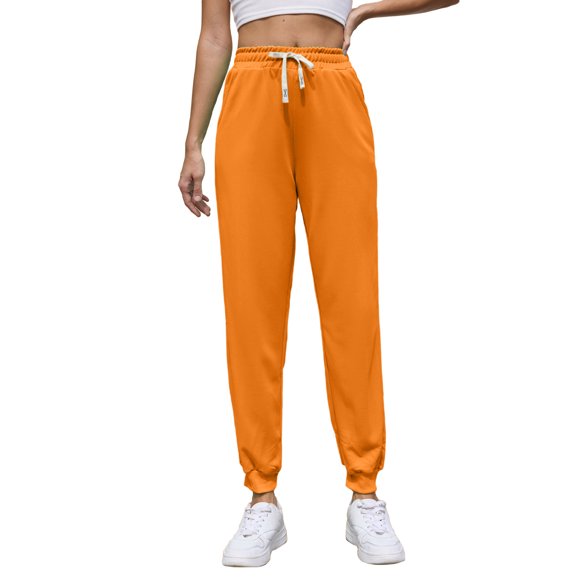 hoksml Womens Sweatpants Solid Color Casual Active Pants Drawstring Elastic Waist Stretchy Elastic Bottom Streetwear Track Pants