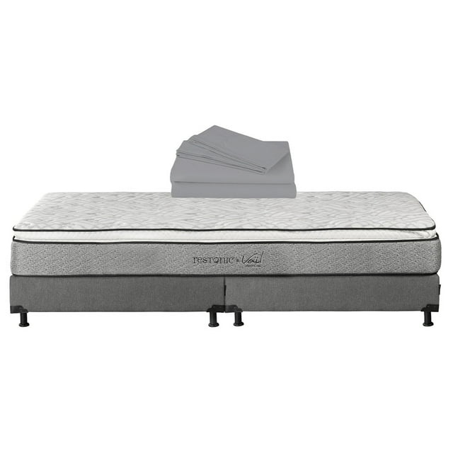 Colchón King Size Dicasa Vail + Box Base Cama + Sábanas Basic