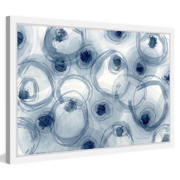 Marmont Hill "Indigo Ovals" by Nikki Galapon Framed Painting Print