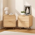 thumbnail image 3 of LGHM Set of 2 Nightstands with Charging Station, 2-Drawer Bedside Tables with USB & Type-C Ports, Mid-Century Modern End Tables for Bedroom, Natural Oak, 3 of 12