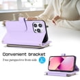 thumbnail image 4 of Allytechgroup for iPhone 12 Pro Max Wallet Case, Premium PU Leather Magnetic Buckle Zipper Pocket Card Slots Flip Stand Protective Cover with Hand Strap & Shoulder Strap - Purple, 4 of 12