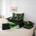 thumbnail image 6 of Homewish Green Wavy Stripes 7-Piece Twin Bedding,Classic Abstract Geometric Bedding Comforter Set,Black Reversible, 6 of 8