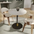 thumbnail image 2 of LeisureMod Vail Round Dining Table 36" Wide with Sintered Stone Top and Powder-Coated Round Steel Black/Gold Base Kitchen Table, Seats 2-3 Person for Modern Home,, 2 of 4