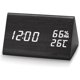 thumbnail image 1 of Reloj despertador digital, reloj despertador LED de madera, reloj de mesa con sonido activado/función de memoria/repetición/fecha/temperatura y humedad, modo de repetición, para dormitorio/sala de estar/habitación de niños (negro), 1 of 5