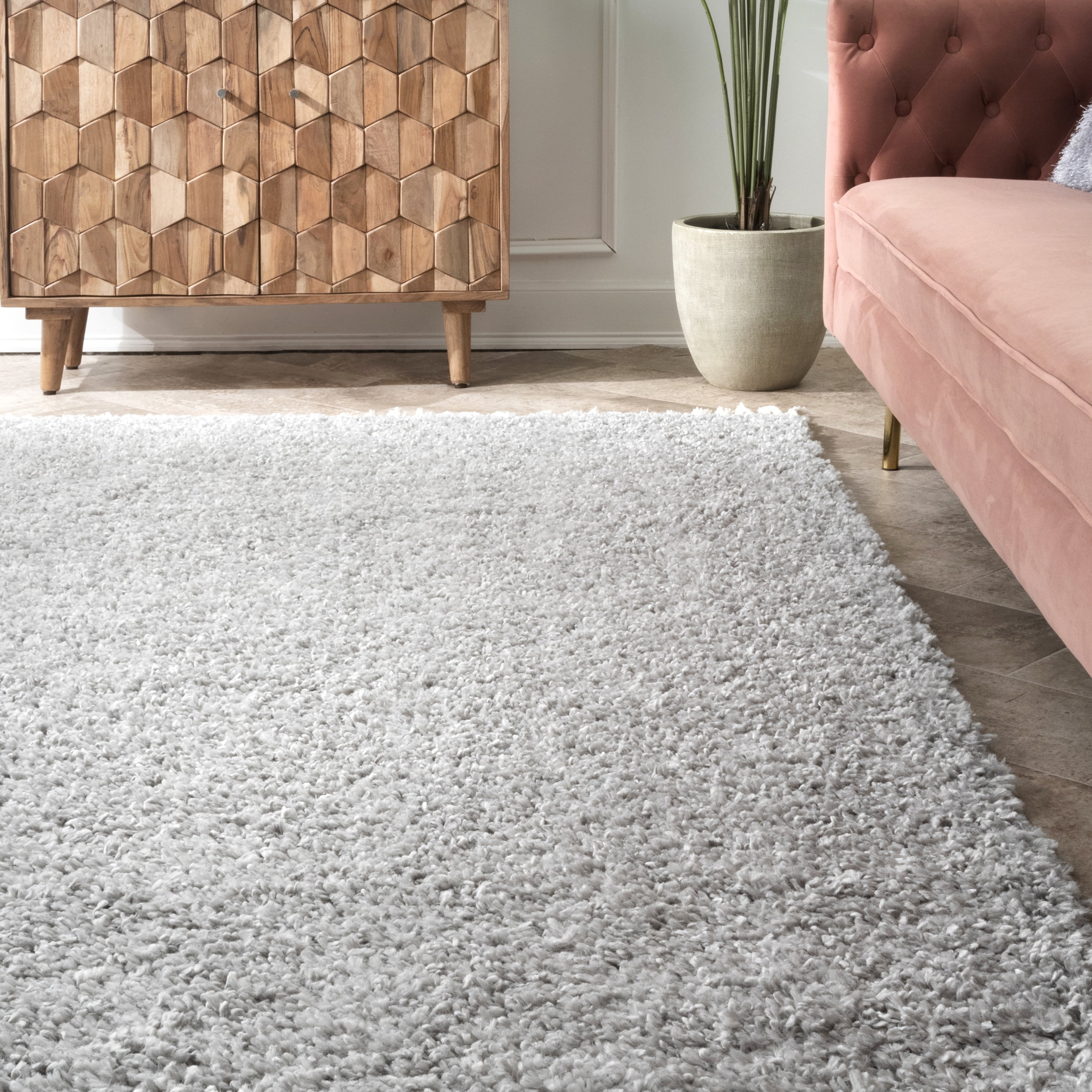 nuLOOM Neva Modern Tasseled Shag Grey 6' 7" x 9' Modern Area Rug