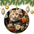 thumbnail image 3 of Welcome Fall Cat with Flowers Ceramics Ornaments Funny Cat Keepsake Ceramic Ornament Collectible Present Gift Xmas Tree Decoration Funny Gifts for Women/Men, 3 of 8
