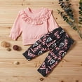 thumbnail image 2 of StylesILove Baby Toddler Girls Valentine's Day Pink Ruffled Long Sleeve Top and Love Leggings 2pcs Cotton Outfit, 2 of 7