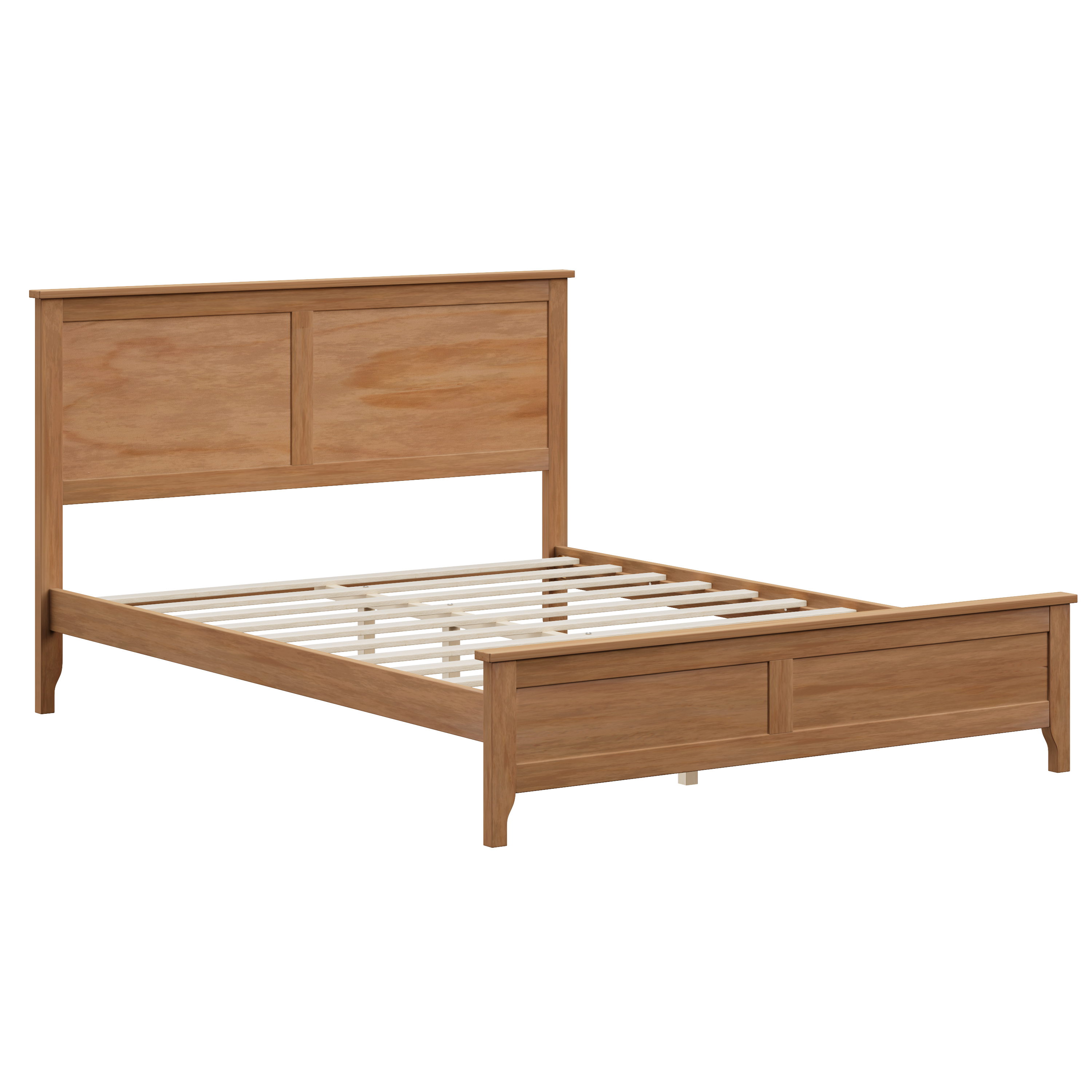 Euroco Wood Queen Size Platform Bed, Wood Color
