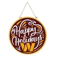 thumbnail image 3 of Washington Commanders 18" Happy Holidays Wooden Round Door Sign, 3 of 3