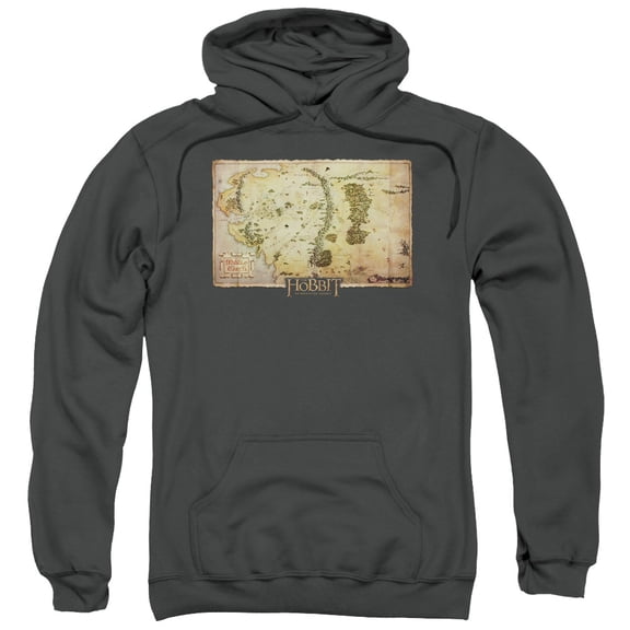 Hobbit Men's  Middle Earth Map Hooded Sweatshirt Grey