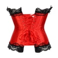 thumbnail image 3 of Grebrafan Corset Women Lace Overlay Bustiers Party Wedding Red M, 3 of 5