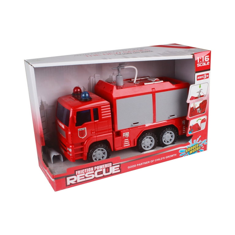 EQWLJWE Big Fire Truck Toy with Lights, Sounds, Sirens, 360