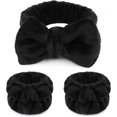 thumbnail image 1 of wonima44 WSYUB Makeup Headbands, 1pcs Black Spa Headband Fluffy Bow Tie Headband Microfiber Face Headband, and 2Pcs Wrist Spa Wash Band Absorbent Wristbands, for Washing Face Skin Care, 1 of 1