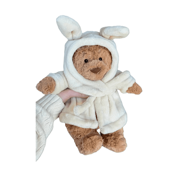 Cute Bathrobe Bear Plush Toy, Soft Cozy Stuffed Animal for Snuggling, Adorable Comfort Plushie for Bedtime, Nursery, Gifts & Home Décor, Ultra-Soft Cuddly Bear Doll