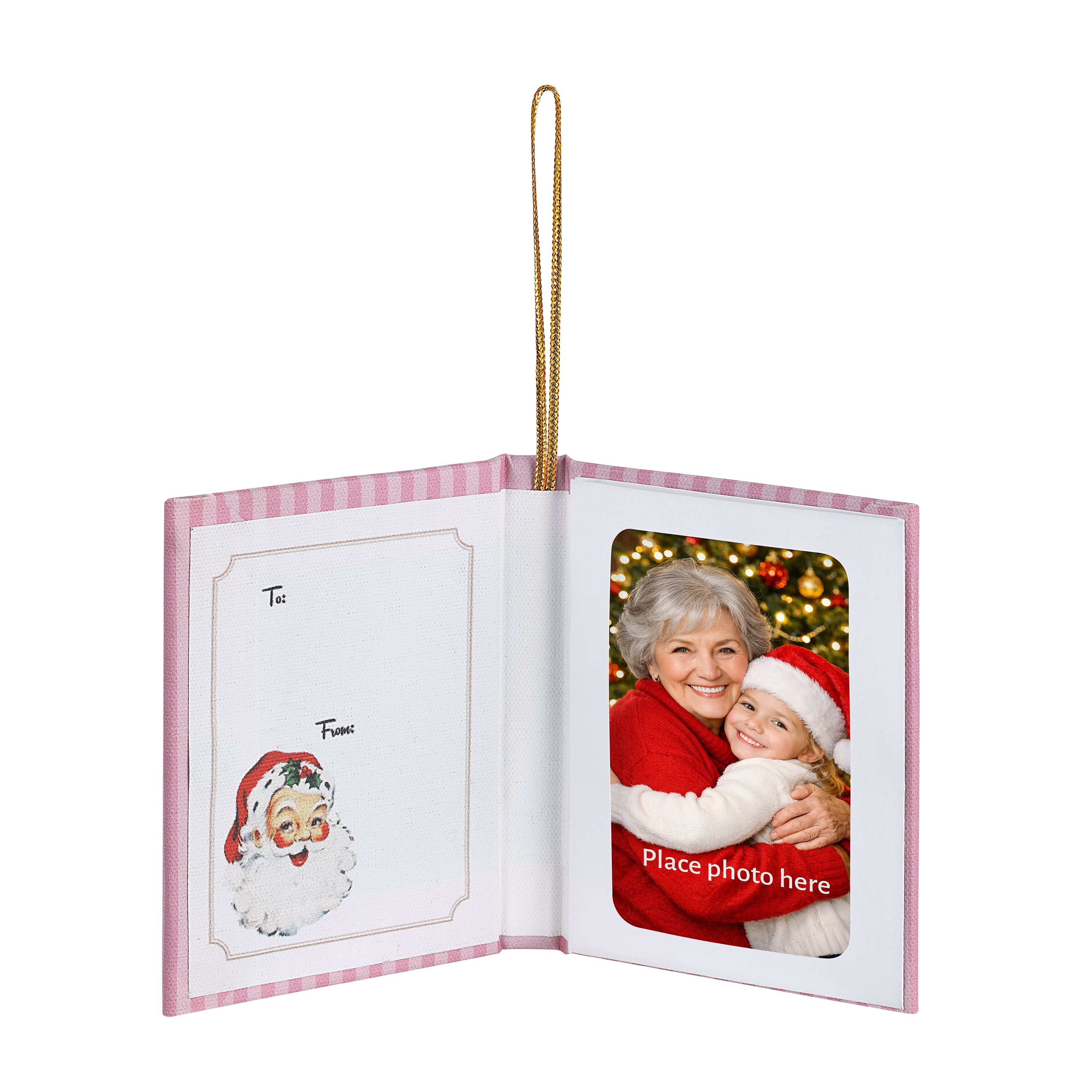 Mr. Christmas Santa Storybook Ornament, Pink