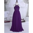 thumbnail image 4 of TiaoBug Big Girls Halter Neck Chiffon Flower Dress Princess Wedding Bridesmaid Formal Party Evening Maxi Gown Deep Purple 16, 4 of 5
