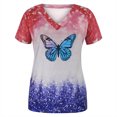 thumbnail image 4 of Tops estampados de manga corta de ocio con cuello en V de verano a la moda para mujer Fridja  zx3493, 4 of 5