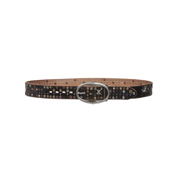 Snap on Beveled edged Vintage Top Grain Cowhide Studded Leather Belt
