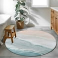 thumbnail image 4 of 3ft Round Rug, Beach Coastal Non-Skid Rubber Backing Large Area Rugs - Living Room Bedroom Home Office, Blue Nautical Summer Ocean Seaside Indoor Floor Mat Carpets Washable Rug, 4 of 9