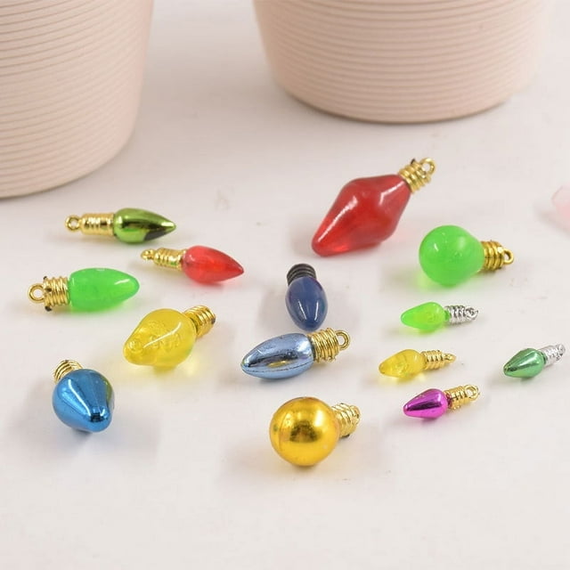 Colgante decorativo de cuentas navideñas de colores con bombillas pequeñas de galvanoplastia de plástico, accesorios festivos, variedad de especificaciones