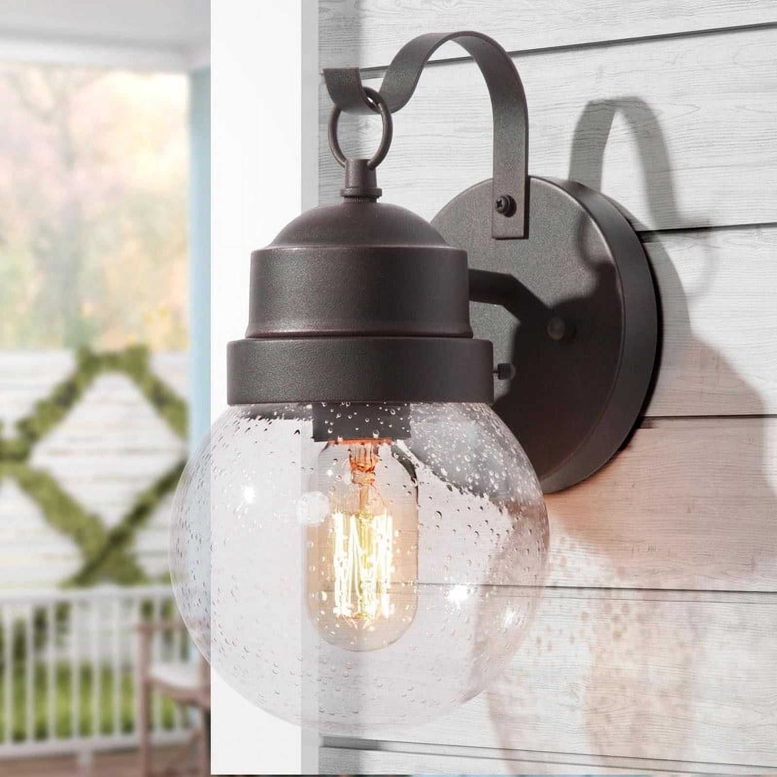 LNC Rust Outdoor Wall Sconce withseeded Glass Globe, 11" Vintage Exterior Light for Wet Areas