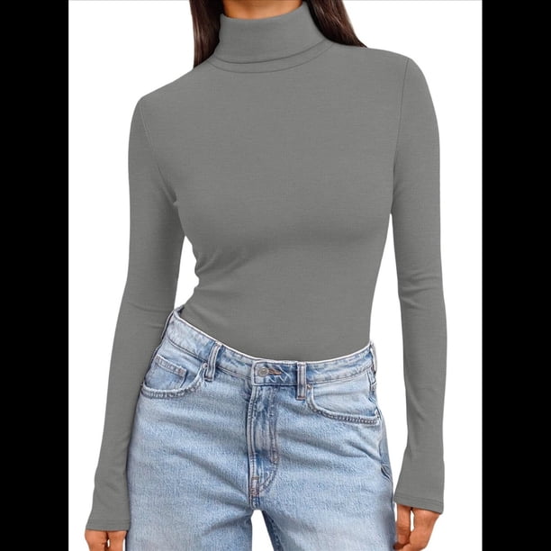 Camisetas de Larga para Mujer, Ropa Interior Térmica Básica de Otoño, Ropa de Invierno Gris XXL