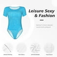 thumbnail image 4 of Pofeuu Sky Blue Glitter Print Short Sleeve Body Suits Women Round Neck Bodysuits for Women Onesie Adult Set Body Suit-Medium, 4 of 7