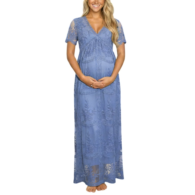 light blue dress for baby shower Angel Maternity Cara Blue Baby Shower Maternity Dress