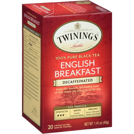 - (4 Boxes) Twinings of London Decaffeinated English Breakfast 20 ct Tea Bags 1.41 oz Box