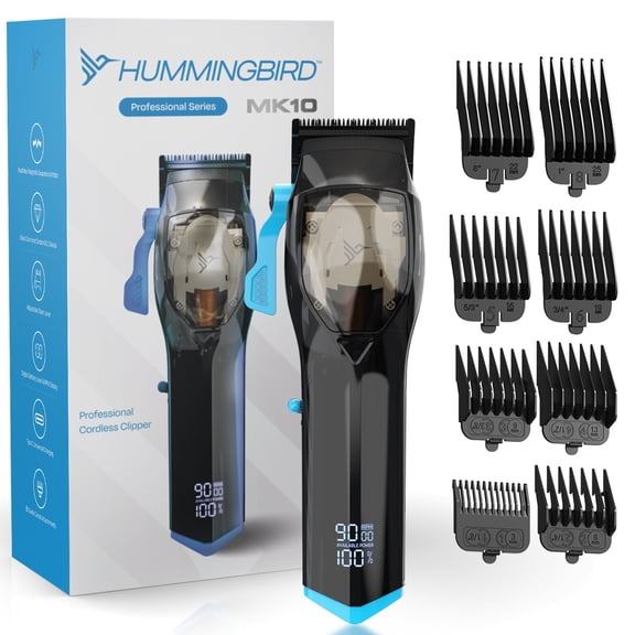 HUMMINGBIRD Professional Hair Clippers 9,000 RPM Brushless Motor, DLC Blade, Cordless USB-C Rechargeable, Super Torque, Professional Barber Clippers, MK10 Pro Series Haircut Kit
