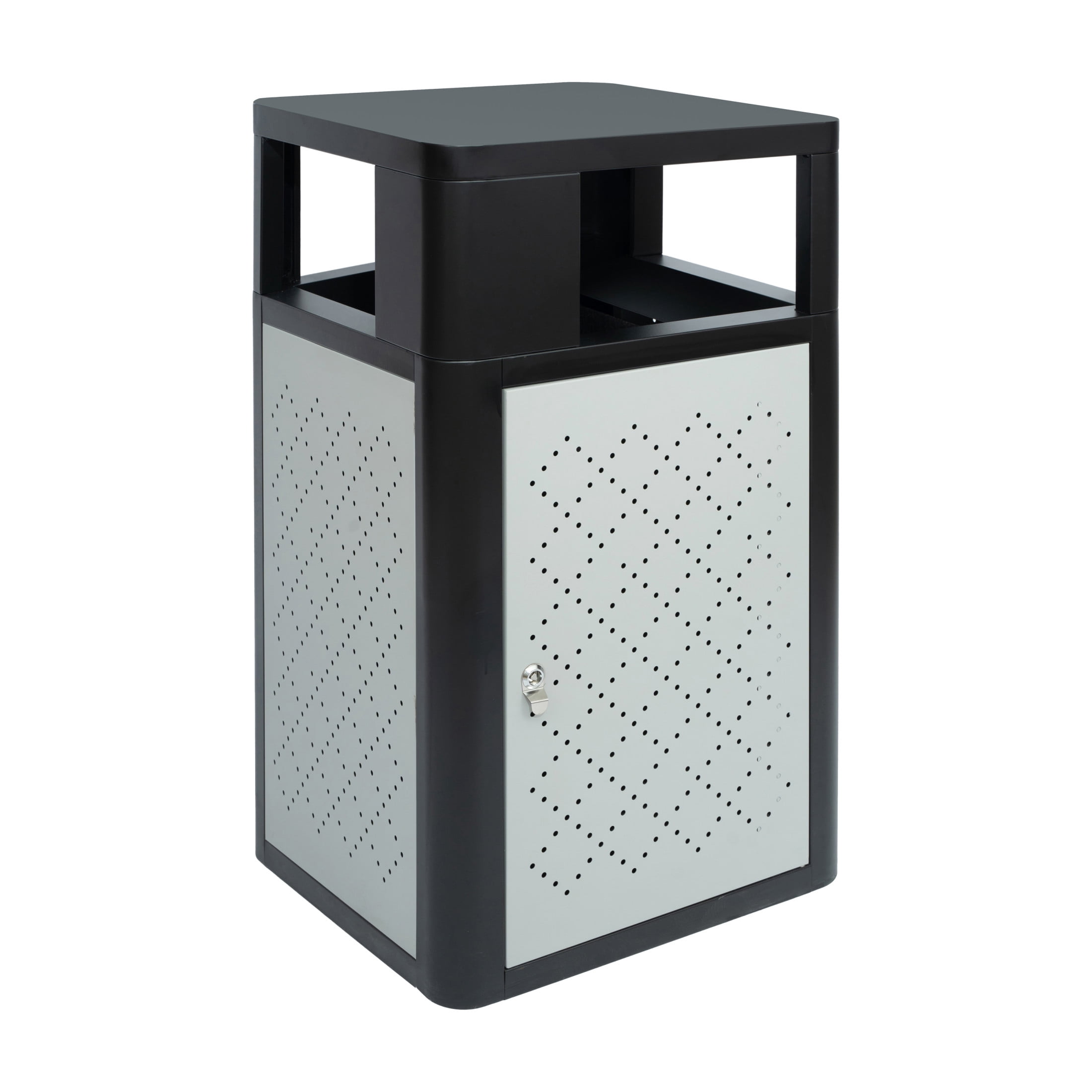 Flash Furniture Brooks Steel Indoor-Outdoor Trash Can with Locking Access Door 31.4 Gallon