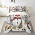 thumbnail image 2 of jejeloiucartoon Xmas Snowmen Bedding Comforter Set 7-Piece,Kawaii Rabbit King Bedding Sets,Christmas Theme Bed Sheets For Child,Super Cozy Room Decoration Reversible, 2 of 8