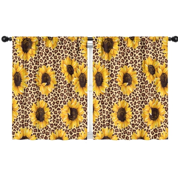 Blackout Kids Curtains,Beige Leopard Sunflower Pattern Childrens Insulated Curtains Set Of 2,Bedroom Essentials,Toddler Room Decor 42"x54"