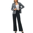 thumbnail image 2 of INSPIRE CHIC Striped Blazer for Women's Notched Lapel One Button Long Sleeve Work Office Suit Jackets S Dark Gray, 2 of 5