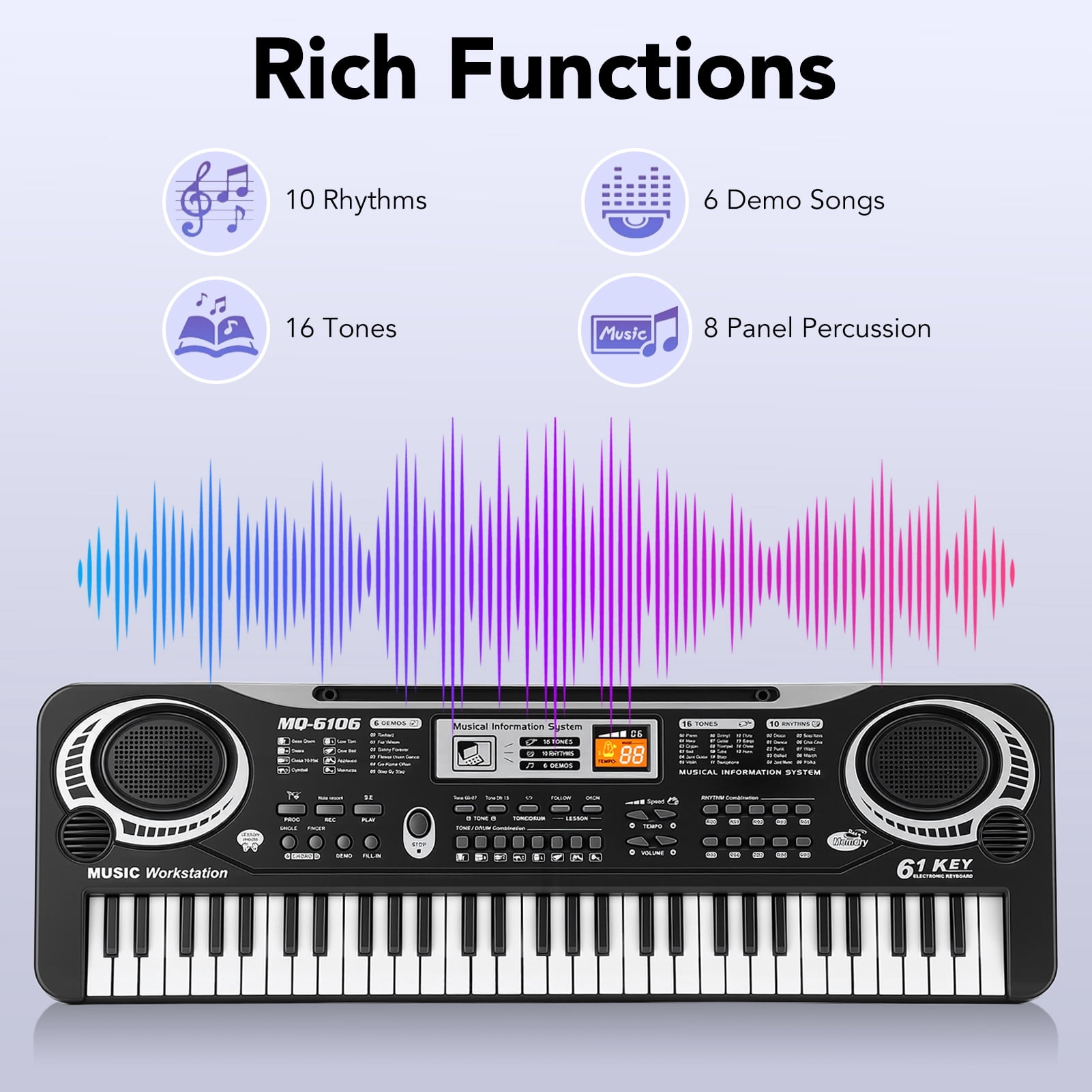 61 Keys Keyboard Piano for Kids, Portable Electronic Digital Piano for Beginners, Perfect Musical Starter Instrument, Ideal Gift for Aspiring Musicians, Electric Piano Birthday Gift for Children