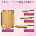 thumbnail image 4 of Paris Hilton 7-Piece Bamboo Heart Cutting Board and Stainless Steel Cutlery Set, Charcoal Gray, 4 of 10