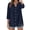 Navy, variant on Fantaslook Womens 3/4 Sleeve Button Down Shirts V Neck Roll Up Sleeve Tops Cotton Linen Casual Summer Blouses Shirts