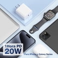 thumbnail image 3 of 1 Hora Cargador USB C, 3-Pack PD 20W Cubo Cargador Tipo C Carga Rápida con Cable USB C a C 1M 3A, Cu, 3 of 8