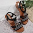 thumbnail image 7 of AXXD Women Black Sandals 9.5 Summer Fish-mouth Slip-on Slope Heel Shoes Casual Bohemian Rhinestone Roman Boho Sandals, 7 of 7
