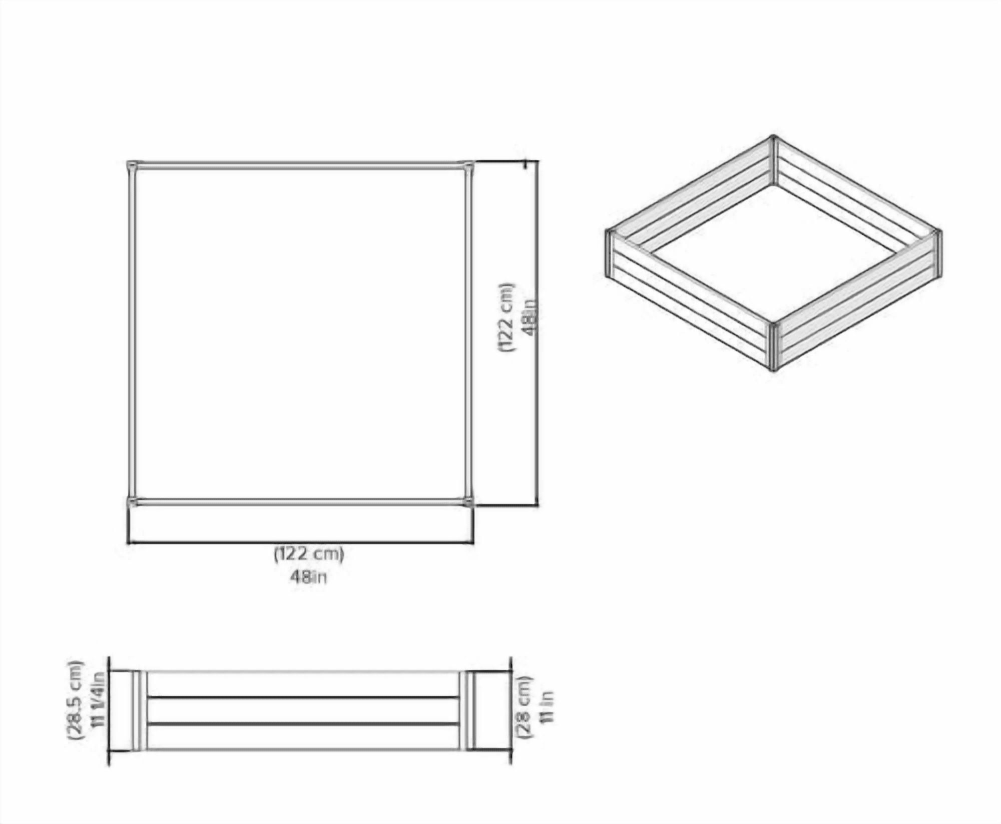Vita Urbana 48"L x 48"W x 11"H Vinyl Raised Garden Bed, Slate Gray