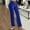Blue, variant on pstuiky Dress Pants, Solid Color Casual Long Straight Leg High Waisted Trousers Fashion Womens Pants Black L