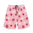 thumbnail image 2 of Binienty Men's Board Shorts Beach Shorts With Strawberry Daisy Print - Quick Dry for Summer Vacation and Water Activities, 2 of 6