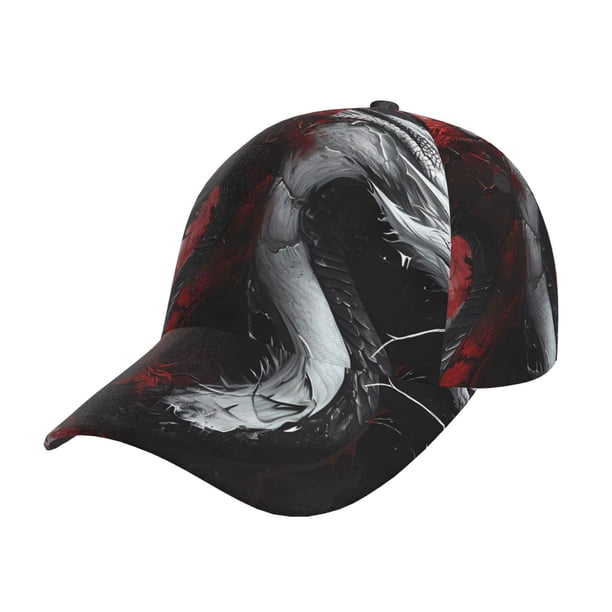 Fotbe Cool Black And White Dragon Gorro Clásico de Béisbol, Gorra Ajustable con Broche Snapback, Gorro de Exterior de Algodón Suave