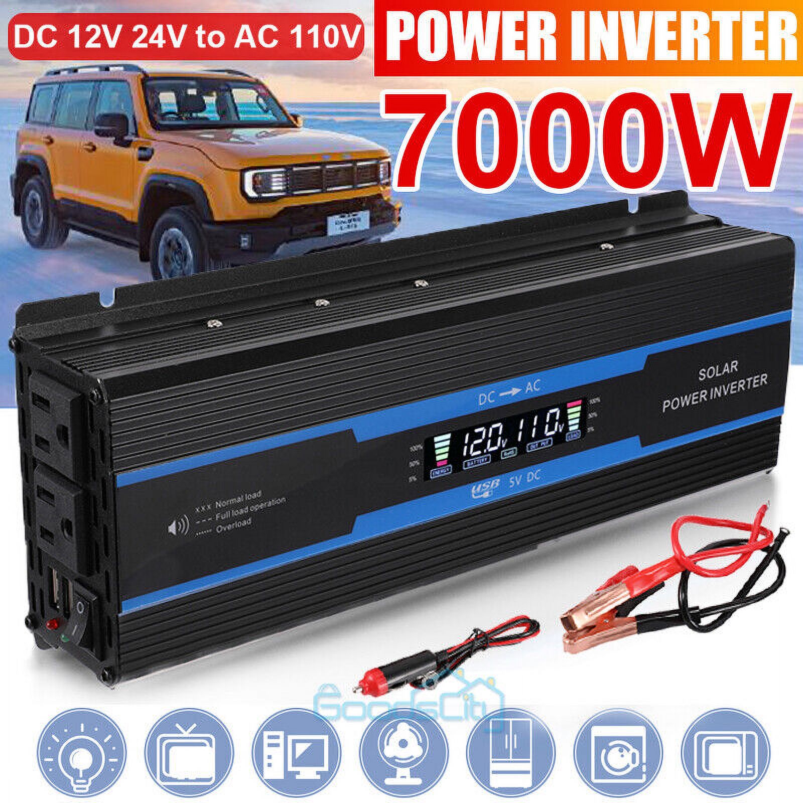 7000W Inversor de corriente para Carro Auto Convertidor solar DC 12/24V a AC110V