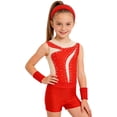 thumbnail image 3 of Haitryli Kids Workout Clothing Sets Tumbling Gymnastic Outfits Tank Ballet Unitard Clothes with Shorts B Red 8, 3 of 7