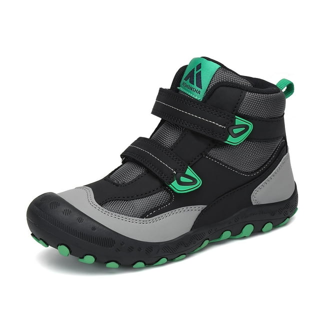 Zapatos de senderismo Mishansha para niños y niños, antideslizantes, para exteriores, negro/verde/gris