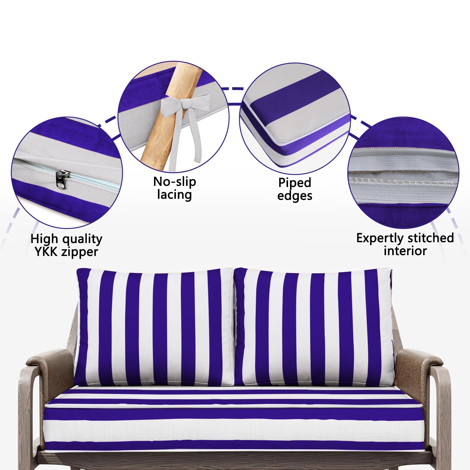 Outdoor Loveseat Cushion Set, 48 x 24, Water Repellent, Fade Resistant, Couch love seat