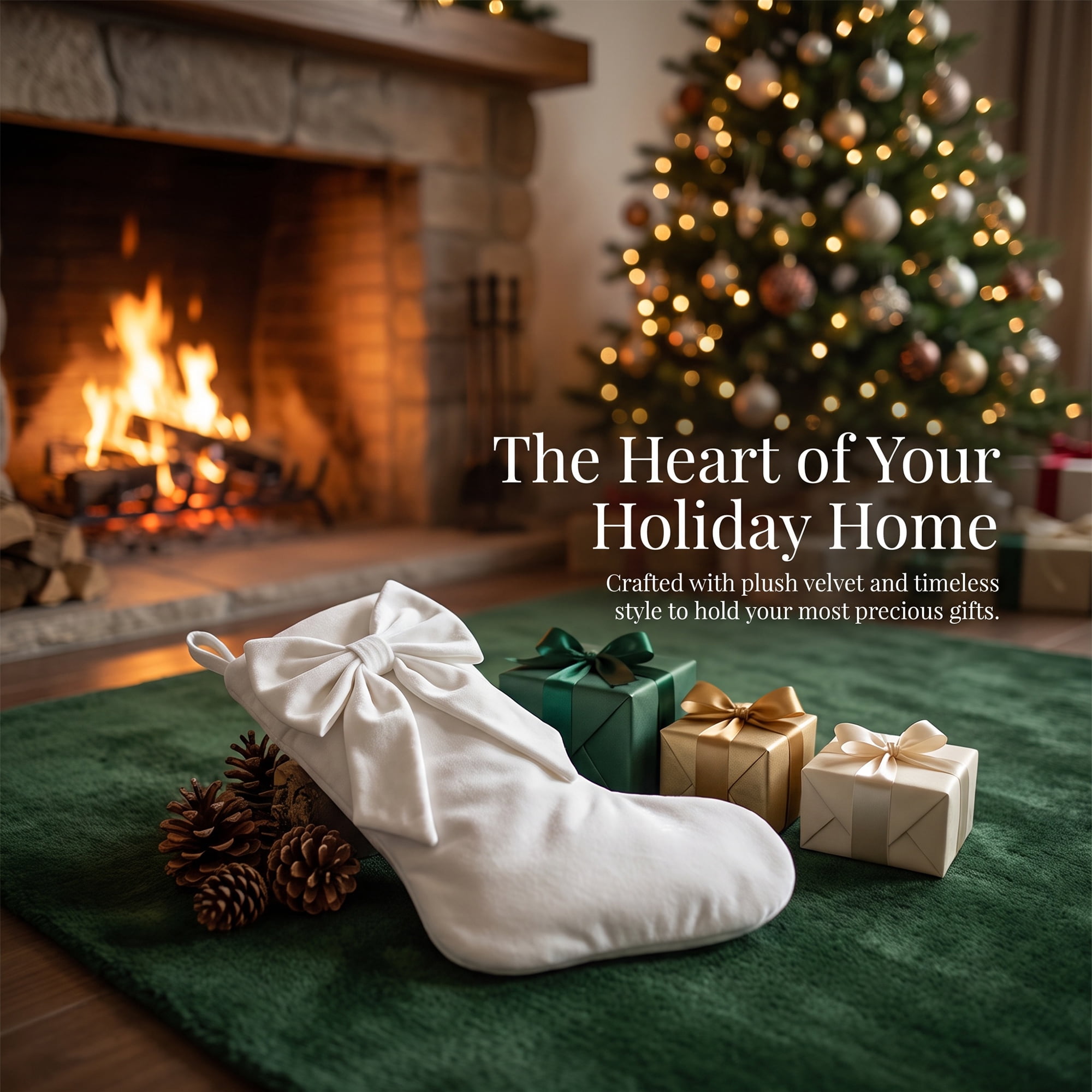 Unique Bargains Double-Layer Whimsical Extra-Large Hearthside Gift Stocking White 18"