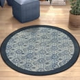 thumbnail image 4 of Casavani Handblock Printed Cotton Area Rug Round Dining, Bedroom Area Carpets, Blue 4x4 feet, 4 of 5